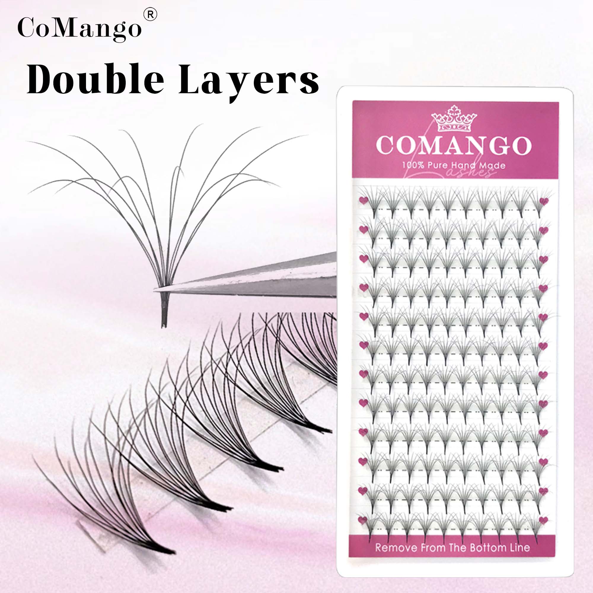 Eyelash Extension Hybrid - COMANGO joli double couche moelleux préfabriqué